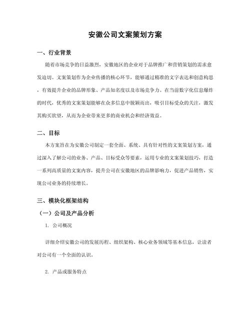 安徽公司文案策划方案